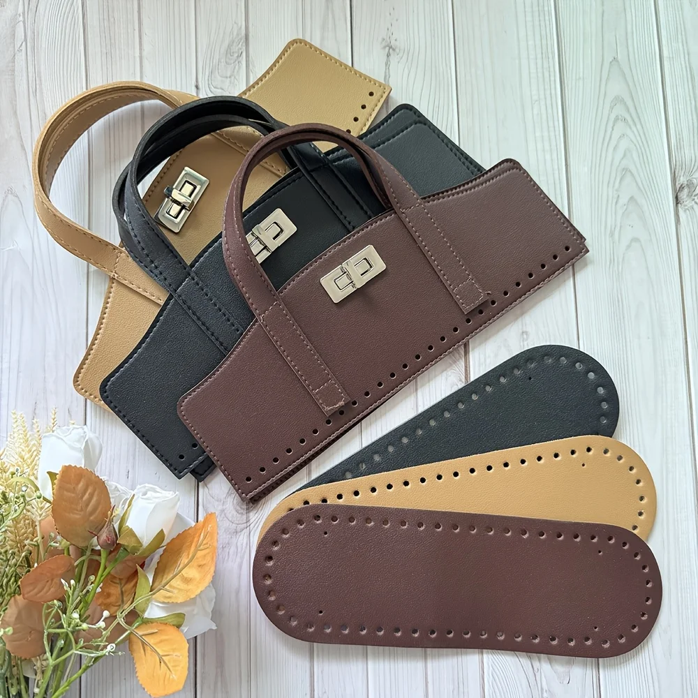 2pcs Set of Nappa Material Bag Bottoms 8*26 with Hand Handles, DIY Wallet Making,crochet bag