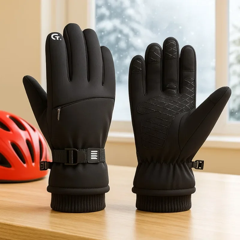 

Thickened Winter Cycling Gloves for Men Waterproof Ski Hiking Motorcycle Touchscreen Fleece Gloves Warm Windproof Cold Weather