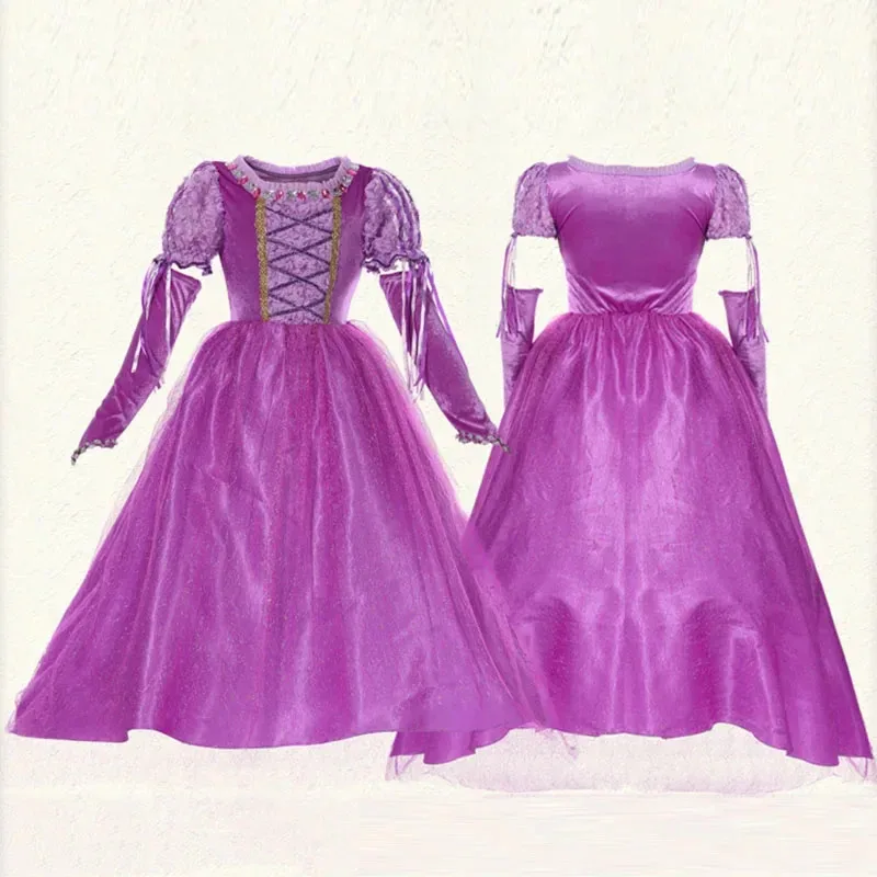 

Семейный костюм принцессы Рапунцель для девочек, платье для взрослых и женщин, запутанные платья для ролевых игр, косплей для Хэллоуина, карнавала WBv;6,a'