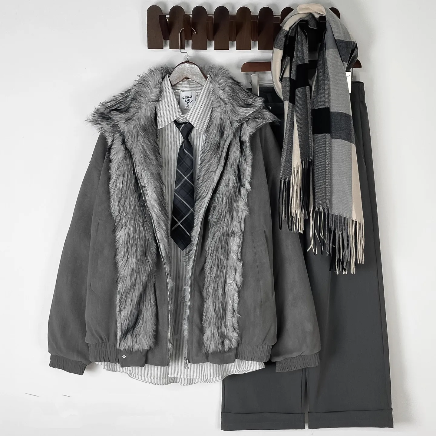 

Мужская зимняя куртка American Sle с двойным меховым воротником, имитация двухслойной, из хлопка, с наполнителем, свободного кроя, теплая