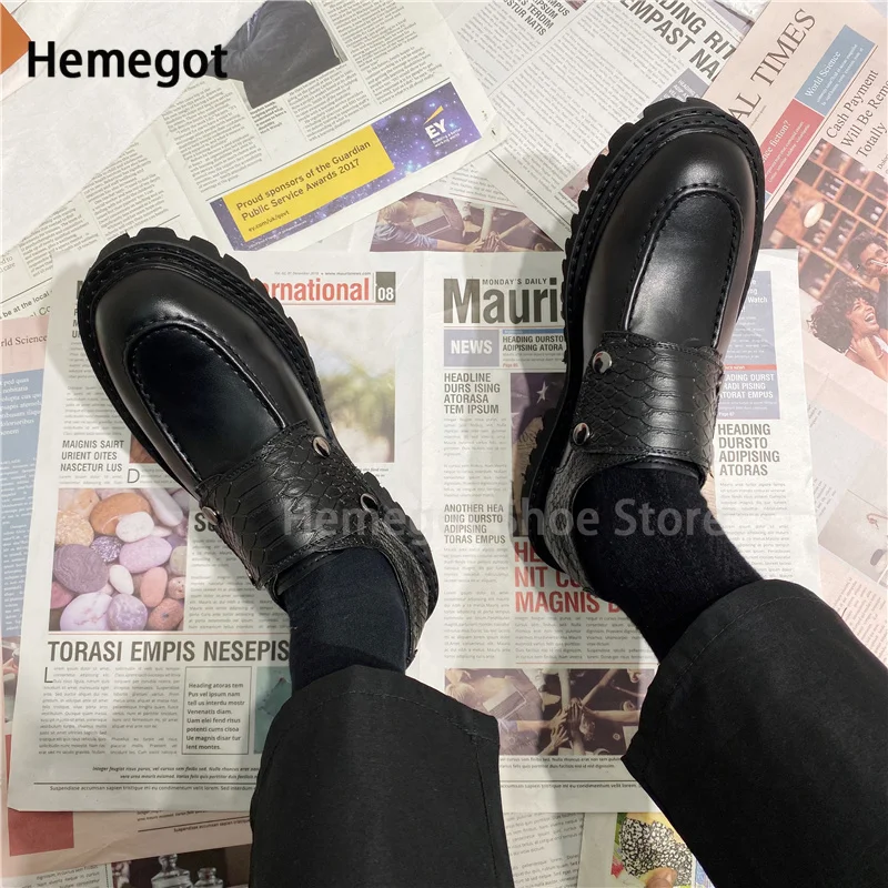 Low-Top Thick Sole Derby Shoes Men\'s Leather Shoes Short Boots Increase Platform Shoes Korean Version of High Quality Shoes