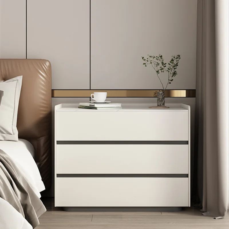 All solid wood large three-layer bedroom household integrated bedside drawer storage cabinet