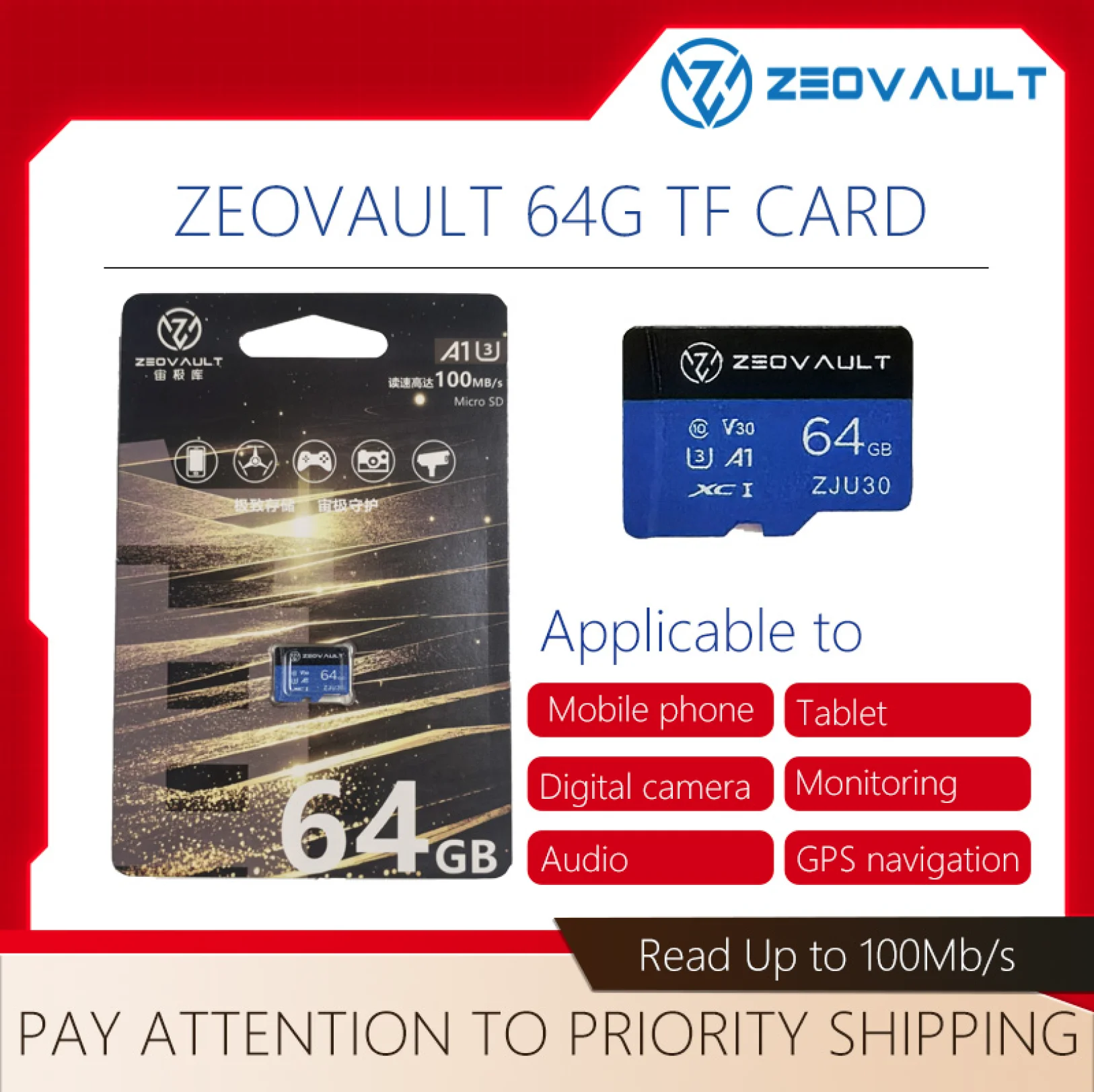 New arrivals from ZEOVAULT: u3 TF memory cards 64G/128G for dashcams, surveillance, smartphones, drones, and HD recordings