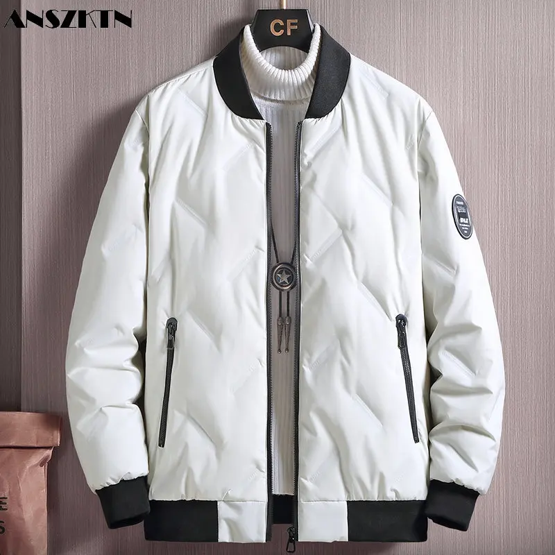 ANSZKTN White eiderdown autumn and winter new hooded short warm casual coat men\'s down jacket