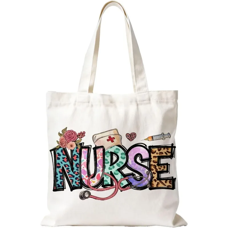 Leopard Nurse Tote Bag Nurse Week Appreciation Gifts Canvas Tote Bags Nursing Gifts for Women Cheetah Print Medical Nursing