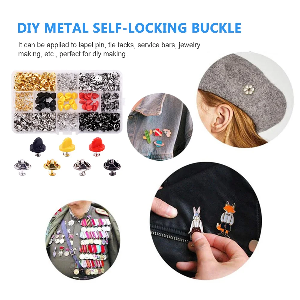 430Pcs Rubber Metal Lapel Pin Backs Replacement Locking Pin Backs for Brooch Tie Tack Badge DIY Craft Use Brooch Keepers