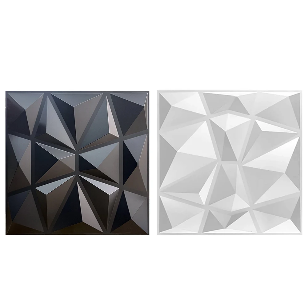 1 Pc 3d Wall Sticker  Wall Panel Cut Geometric Diamond Carving Wood Tile Adhesive Bottom Non Self Adhesive Art Decorations