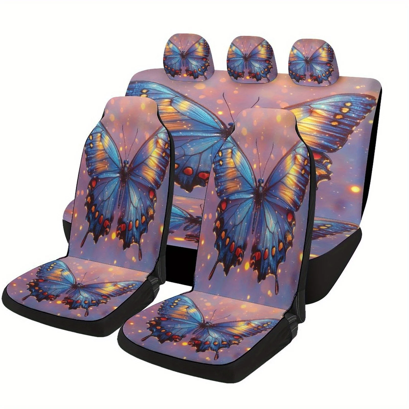 

Butterfly Glow Designed Car Seat Cover Set For Most Cars, Fashion Comfortable Car Seat Protector Covers Full Set, Universal Car