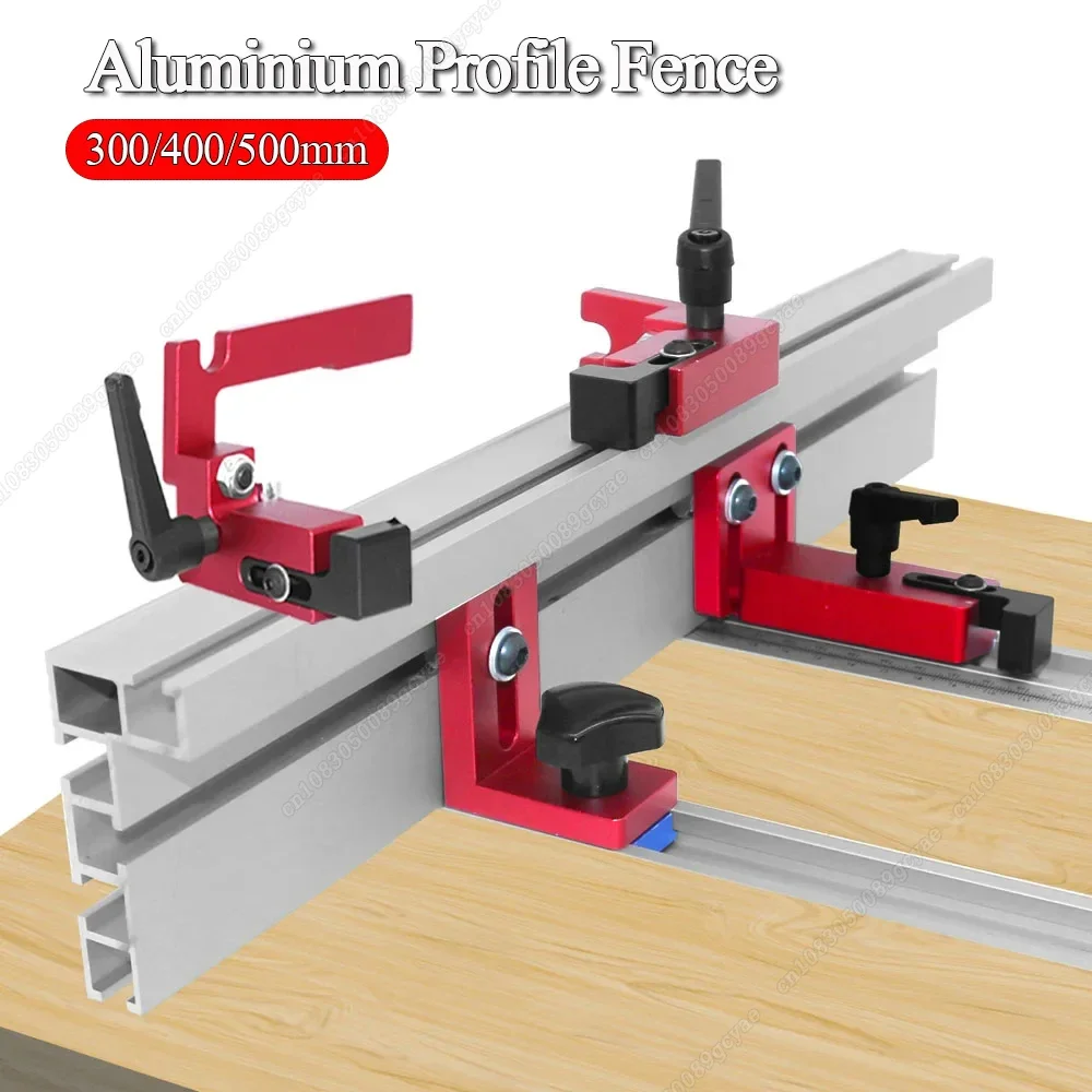 Aluminium Profile Fence 30/45/75 Type Miter T-track Backer 300-500mm Sliding Brackets T-Slot for Table Saw Woodworking Workbench