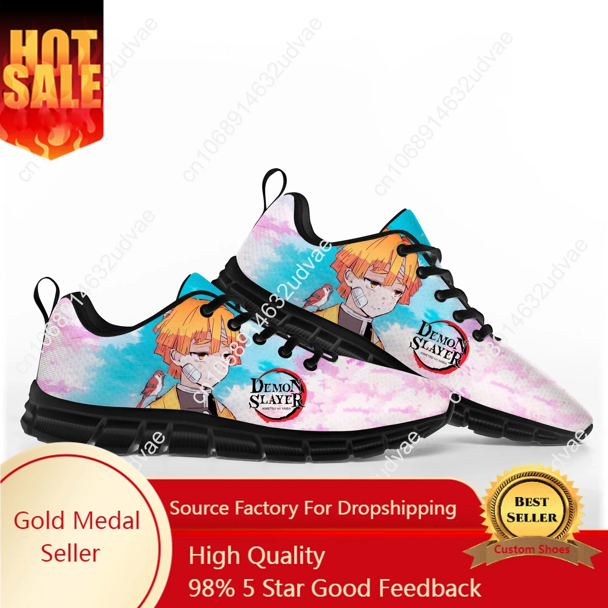 

Agatsuma Zenitsu Demon Slayer Kimetsu No Yaiba Sports Shoes Mens Womens Teenager Kids Children Sneakers Custom Couple Shoes