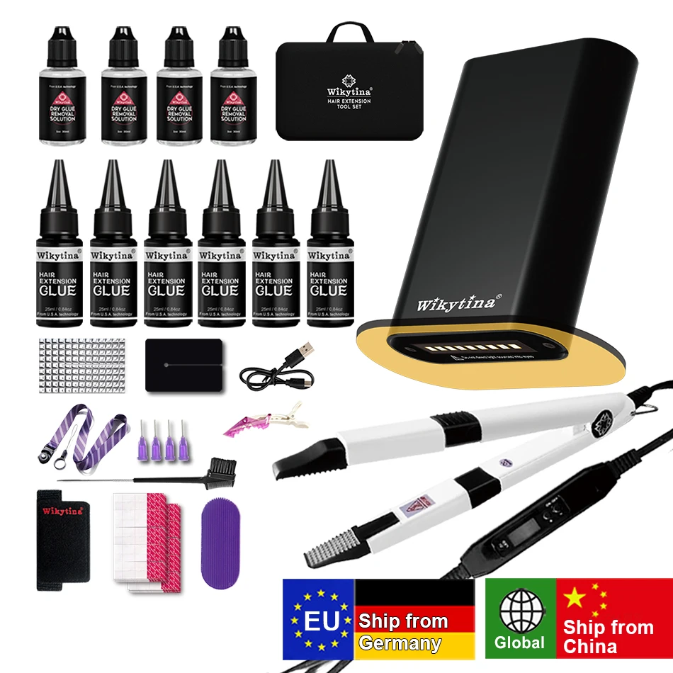 

Wikytina V Light UV Light Hair Extension Kit Tools Set, combo, UV Glue Remover Machine - Premium Salon Styling Tools set upgrade