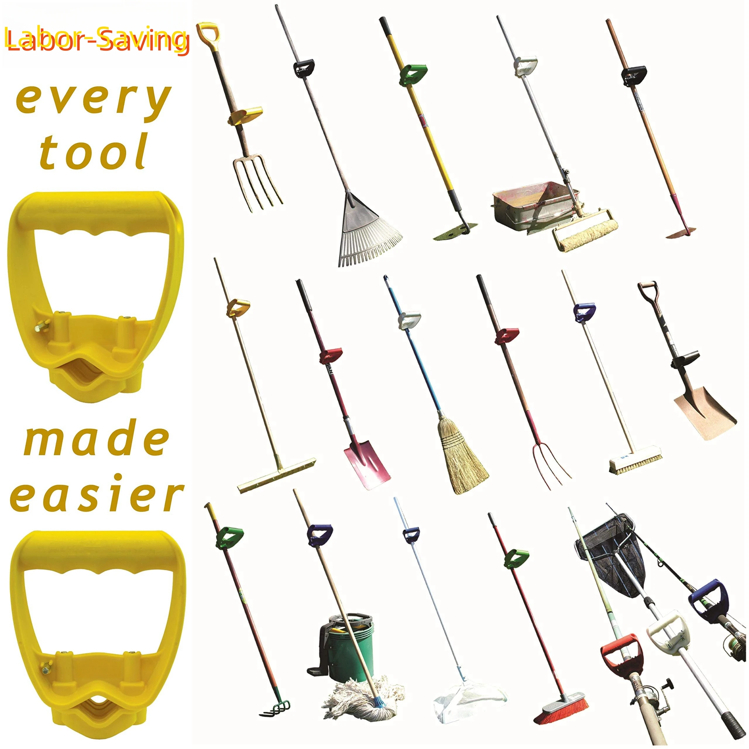 Shovel or Rake Tool Handle Labor-Saving Ergonomic Shovel Work with Garden Shovels Rakes, D Grip Ergonomic Handle Replacement