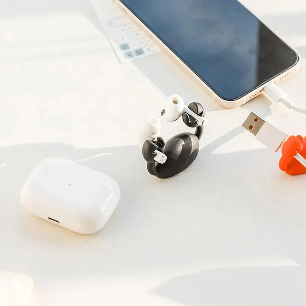 귀여운 만화 게 케이블 정리함 클립, 홈 오피스 책상용 정리정돈 접착 코드, 휴대폰용 정리함 거치대