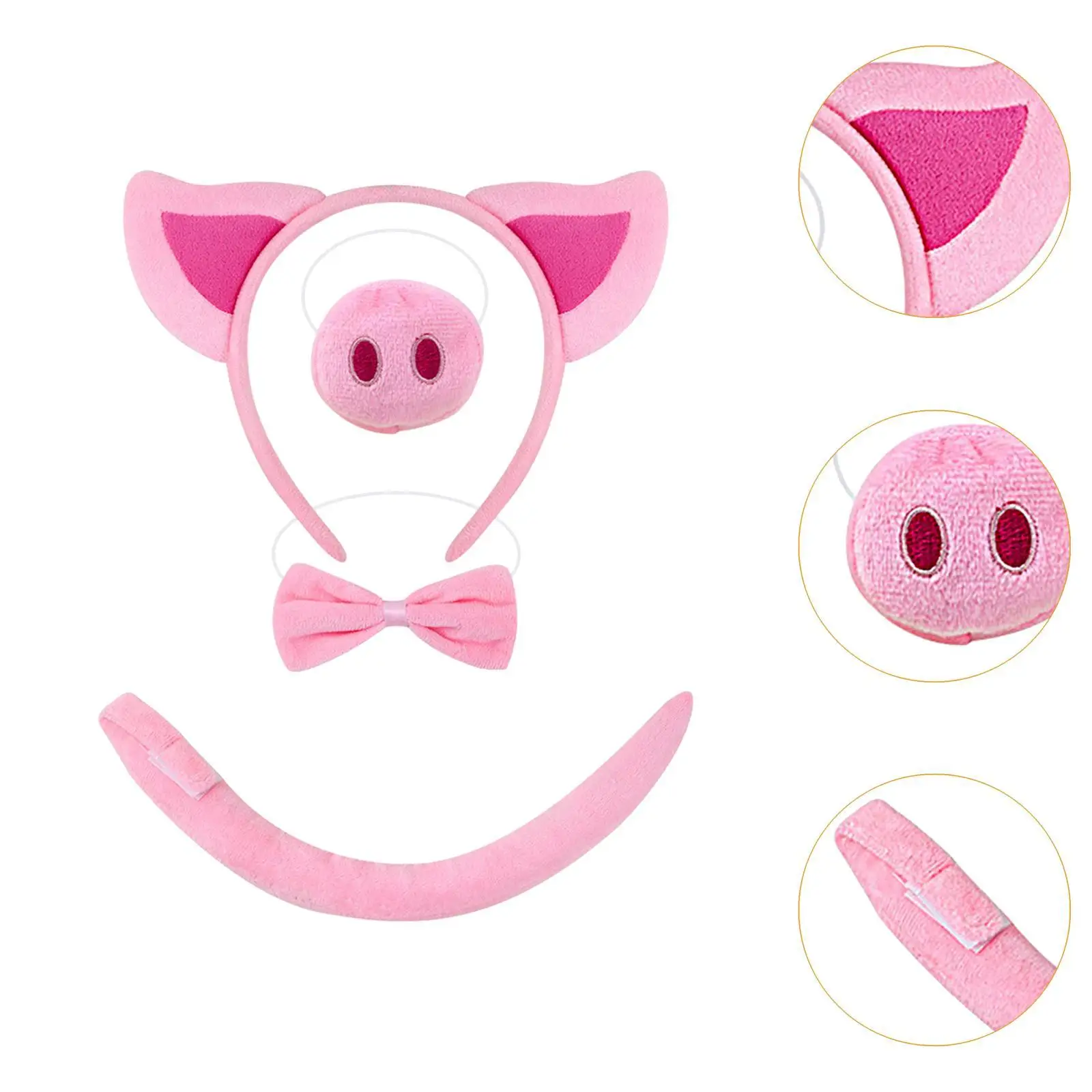 جودة القطيفة خنزير عقال الأنف ربطة القوس فيونكة الذيل الحيوان زي للأطفال أداء هالوين تأثيري