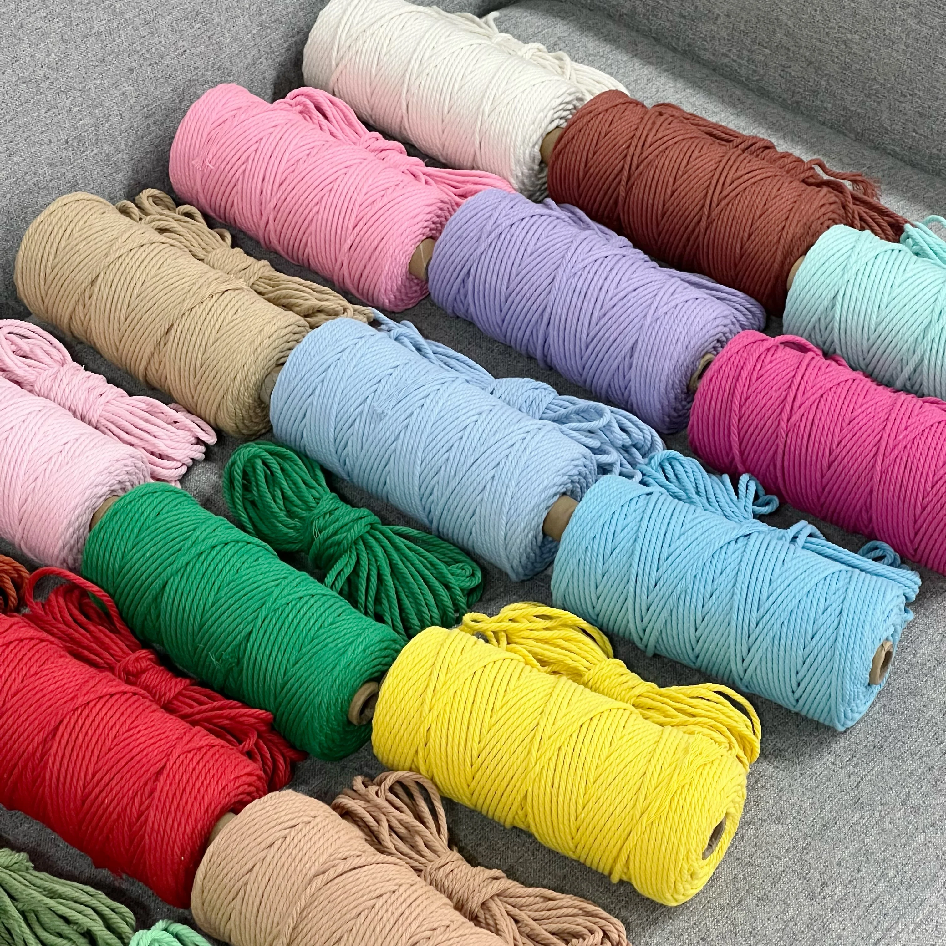 3mm Cotton Macrame Cord  Rope Colored Cotton Thread Macrame Materials DIY Crafts Crochet String for Christmas Wedding Home Décor