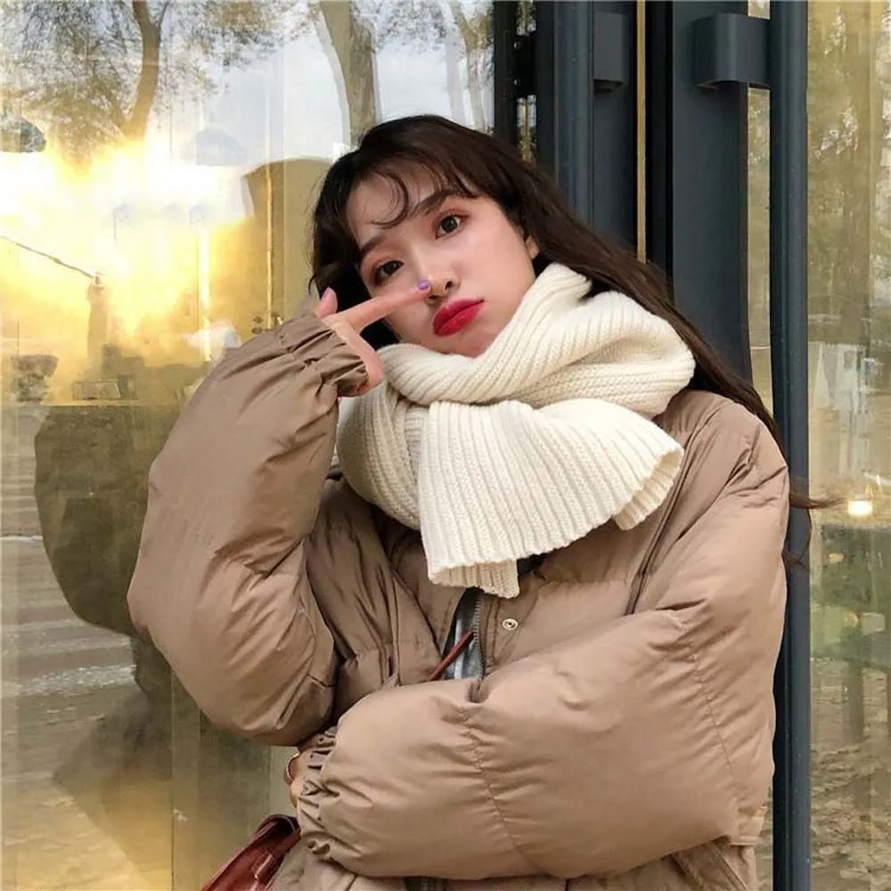 ألياف الاكريليك الحياكة وشاح من الصوف دنة بلون طويل سميكة وشاح الرقبة البوليستر الكلاسيكية معطف شتوي وشاح الشتاء