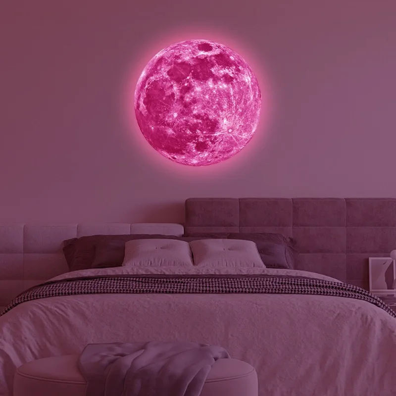 3d Mooie Lichtgevende Maan Muursticker Lichtgevende Fluorescerende Sticker Pvc Huis Kinderkamer Sticker Muur Lichtgevend Speelgoed