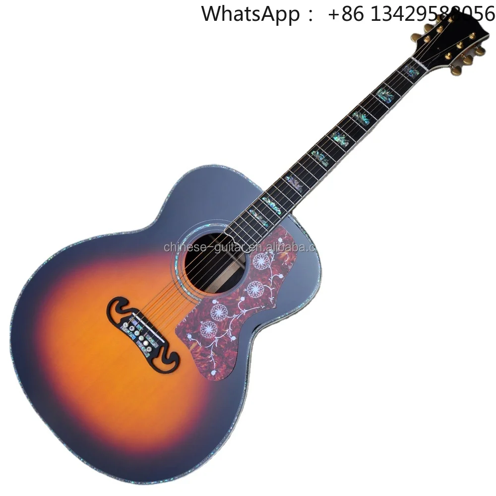 Flyoung Tobacco Sunburst 43 Inches Acoustic Guitar SJ200 Model ALL SOlid Guitar