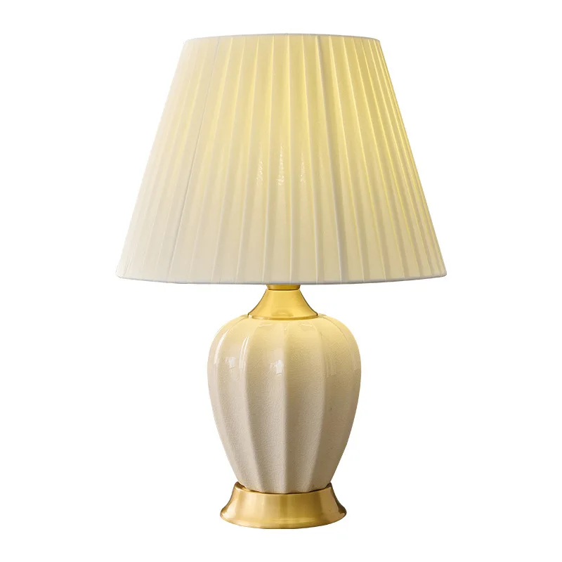 

All copper American light luxury ceramic desk lamp bedroom living room home simple modern