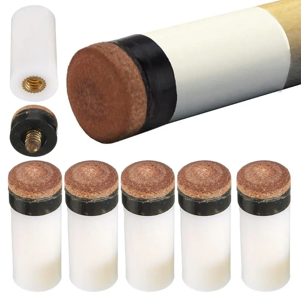 New 5Pcs/Pack Pool Cue Billiard Cue Tip Screw-On Tips 10/11/12/13mm Replacement Tip Snooker Accessory Plastic Stick Ferrules