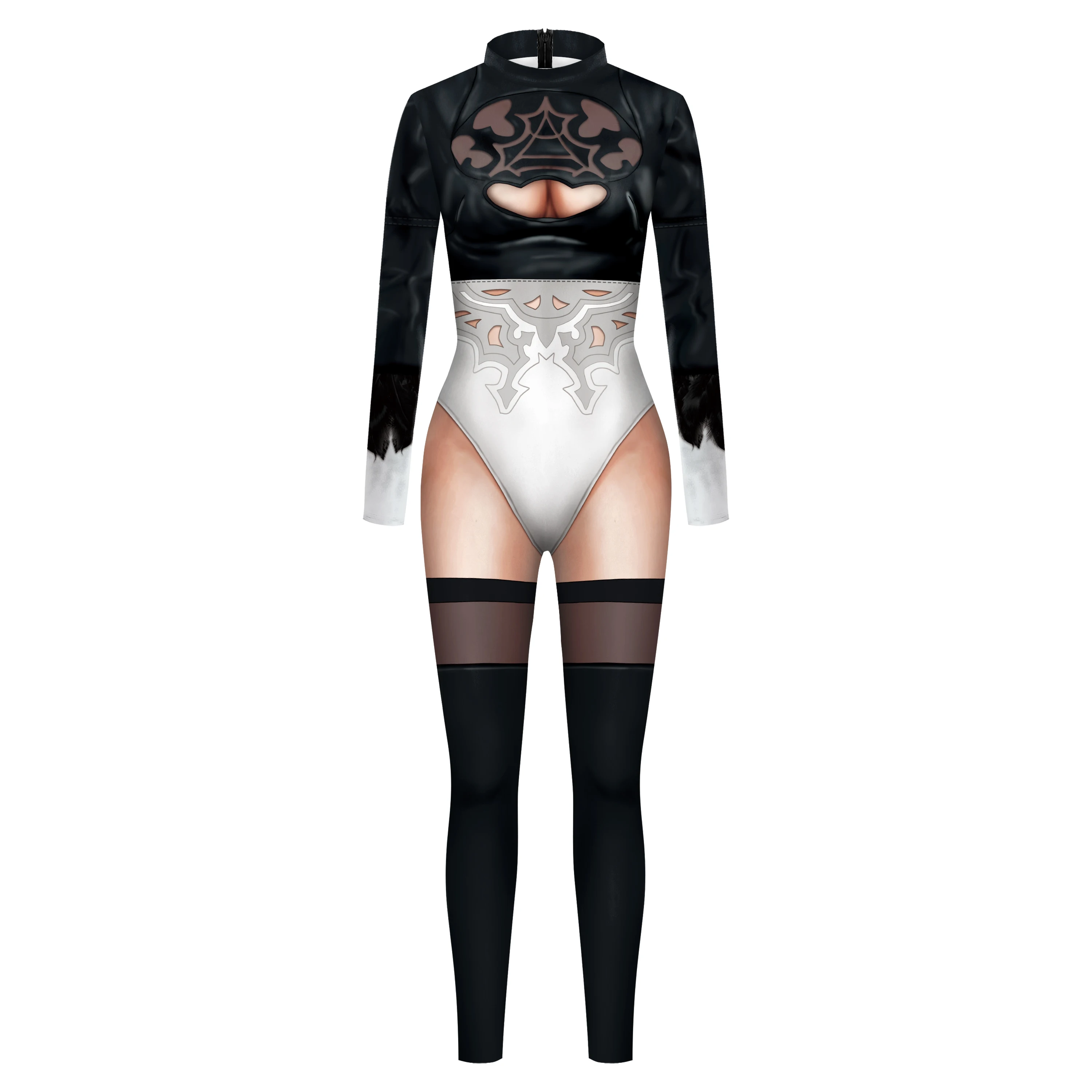 Zawaland Gothic Dark Game Series Jumpsuit 3d Digital Printing Party Cosplay Costume Fashion Women Slim Sexy Zentai Bodysuit