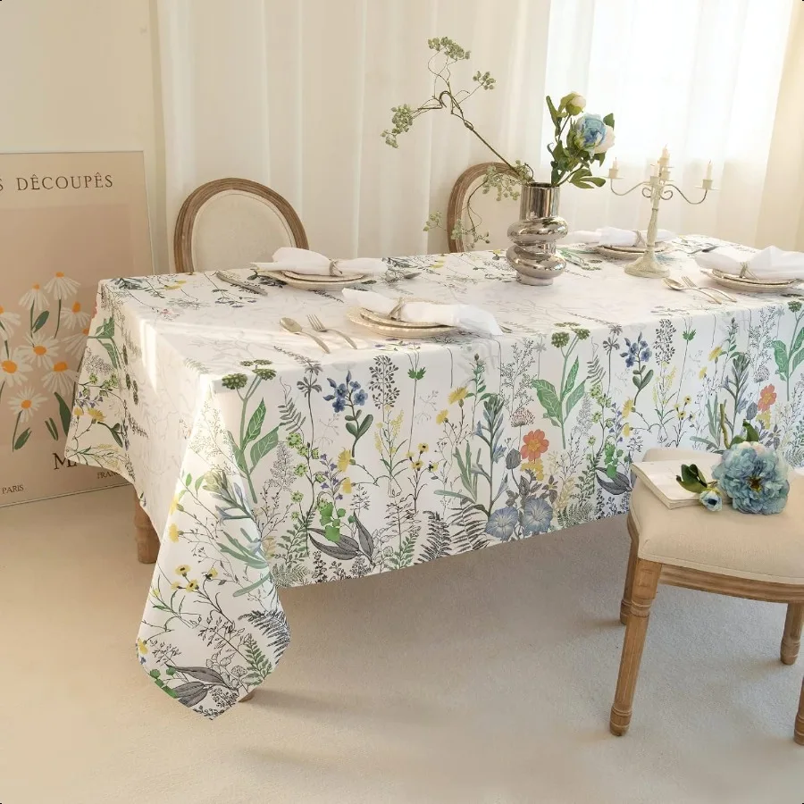 

Summer Flowers Tablecloth Rec Wild Flower Table Covering Water Resistant Spring Summer Oblong Table Cloth Summer Floral Table C