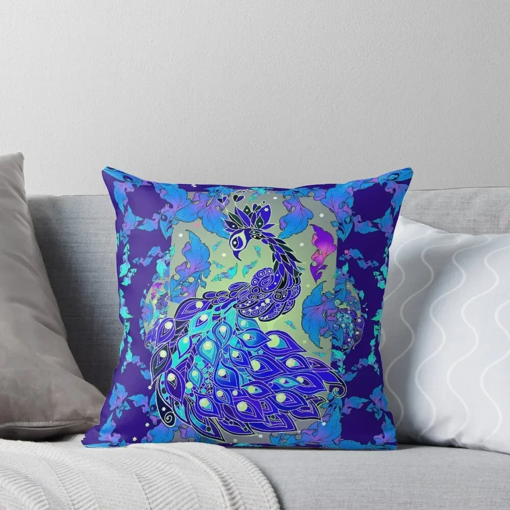 

Blue Peacock Throw Pillow ornamental pillows Pillowcase Cushion pillow