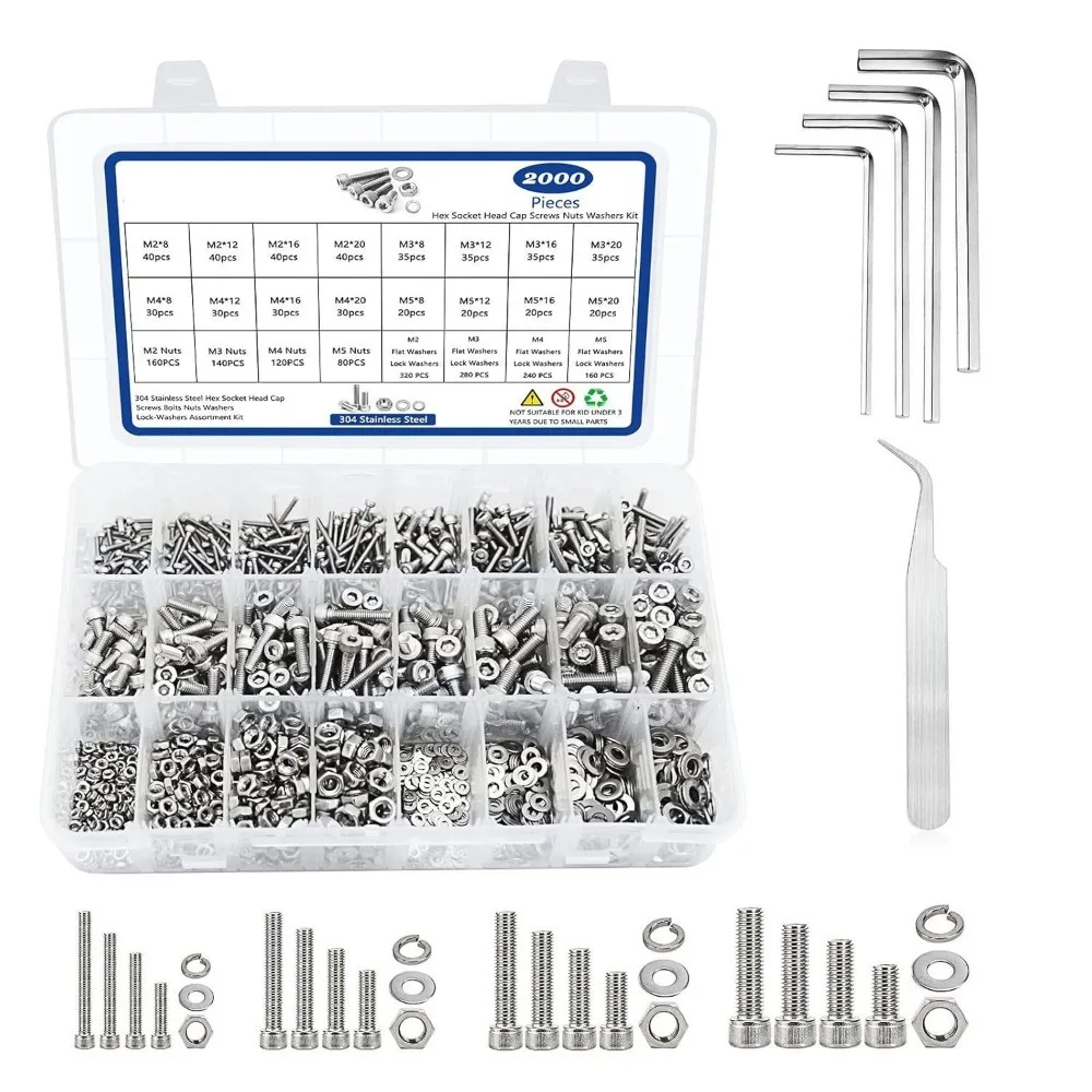 حار بيع 1080/2020 قطعة 304 الفولاذ المقاوم للصدأ المقبس غطاء رأس المسمار مجموعة | تشكيلة الترباس والجوز في الصندوق - DIY وإصلاح عبر الحدود #5