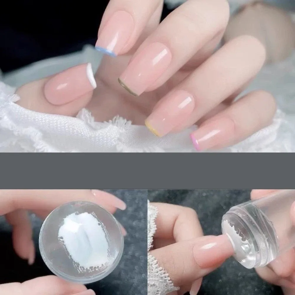 Versatile Silicone Nail Art Stamper Clear Stencil Template Nail Stamping Tool French Nail Stamper Nail Art Decoration