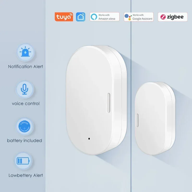 Tuya Zigbee 3.0 Window Door Sensor Detector Open Close Alarm with Brightness/Luminance Meters illuminometer Smart Home Security