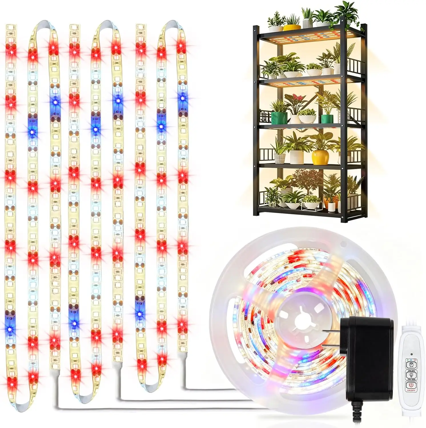 

Waterproof LED Full Spectrum Plant Grow Light Strip with Timer, Dimmable for Indoor Plants, Greenhouse (3.28FT/120 LEDs)