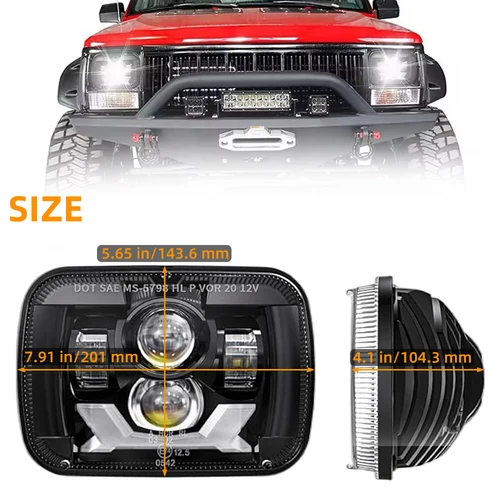 Imagen 2 del producto Faro LED de 5x7 ''7x6'', H6054 H5054, faro LED para Jeep Wrangler YJ Cherokee XJ Comanche MJ GMC Ford S10 Blazer Express Van