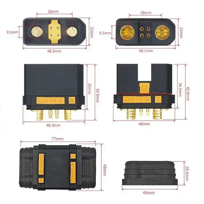 QS10-S 240A Male Female Aircraft Model Forklift Plug DC 750V Electric Vehicle Charging Head Battery High Current Quick Connector