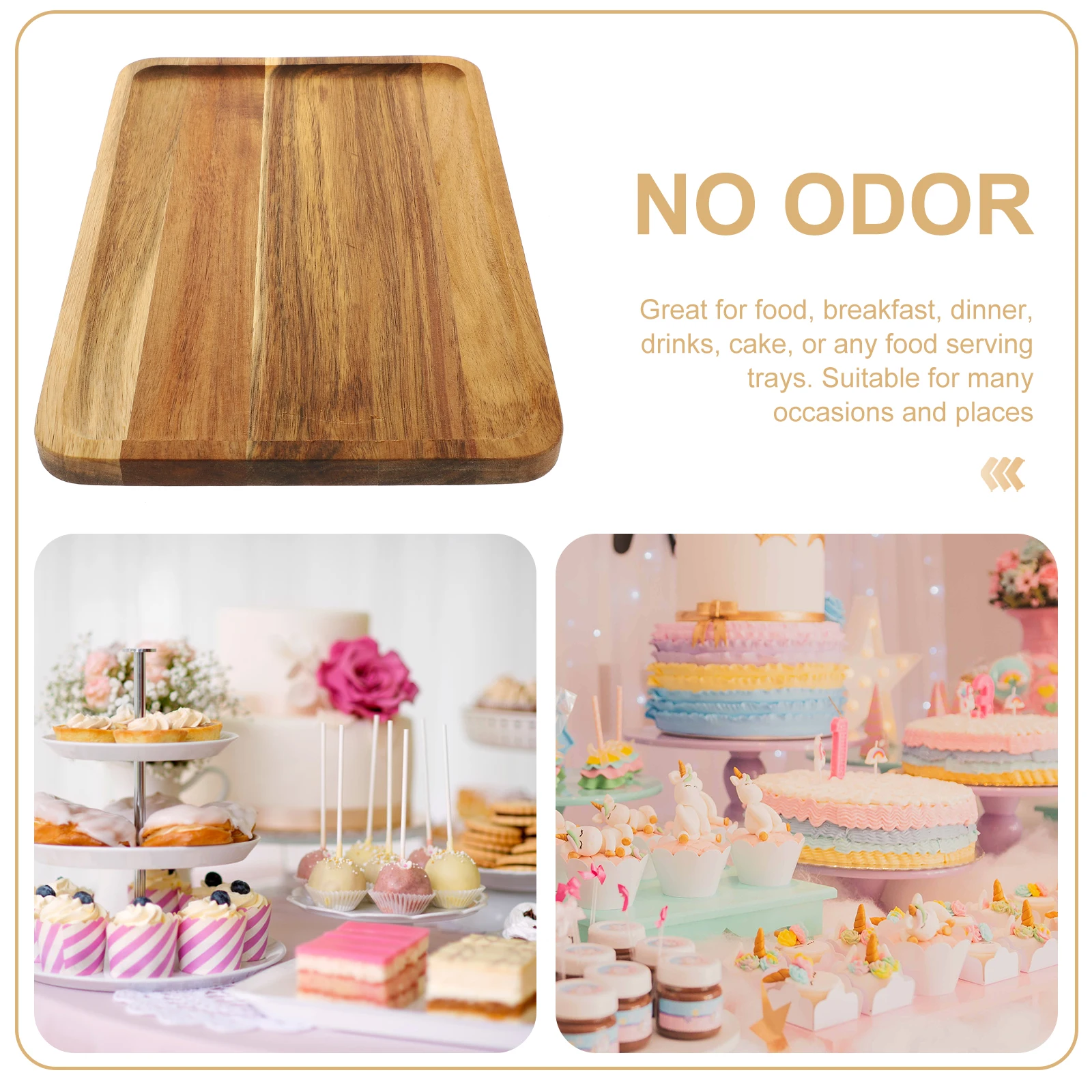 

Wooden Dessert Plate 30x20cm Smooth Surface Easy Clean Tray for Fruit Snacks Party Wedding Home Serving Food Storage Plates