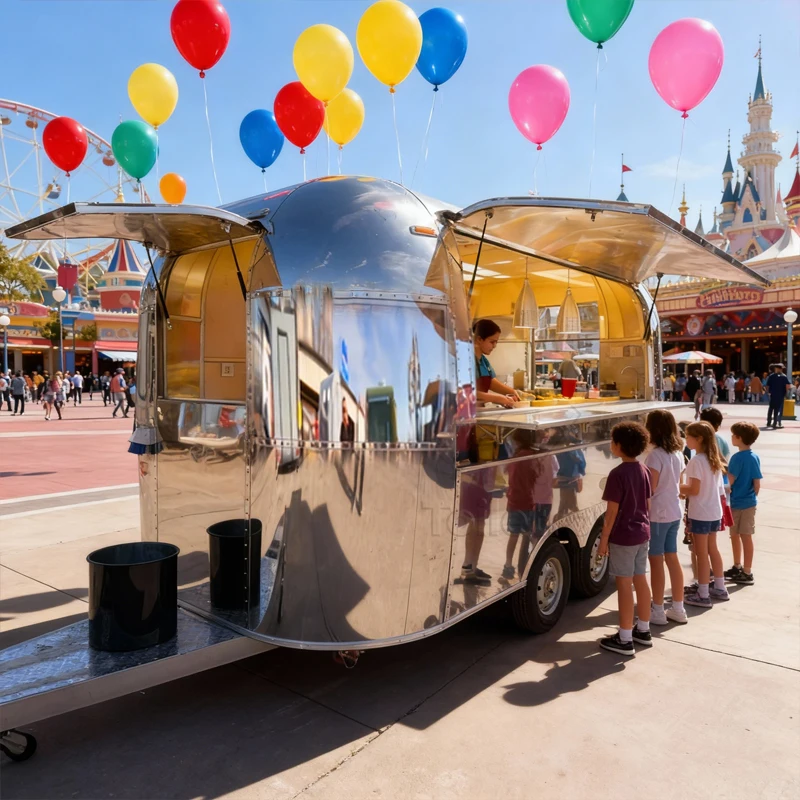 Custom Food Concession Trailer Stainless Steel Mobile Catering Vehicle Fully Equipped Outdoor Vending Cart Made in China