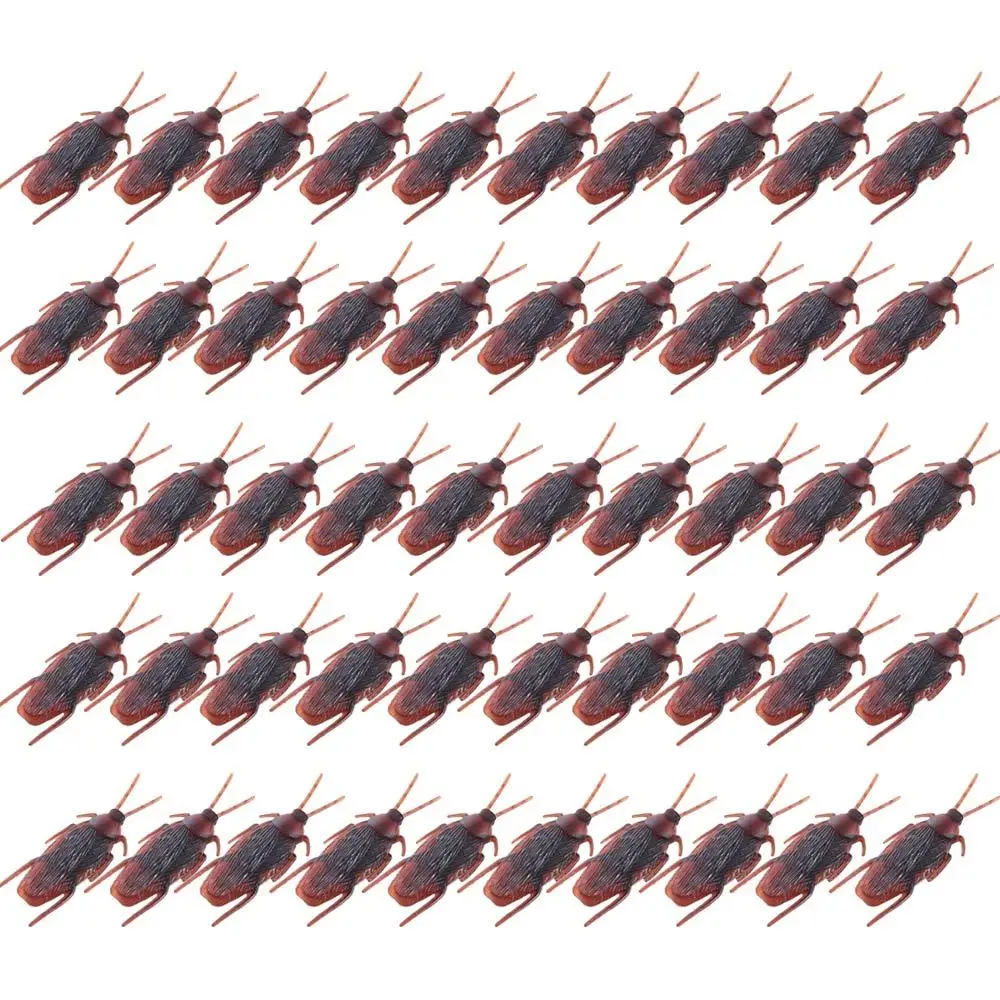 50pcs Lifelike Simulation Cockroach Toys Trick Realistic Fake Cockroach Toys Bug Roaches Funny Cockroach Prank Toys Boys