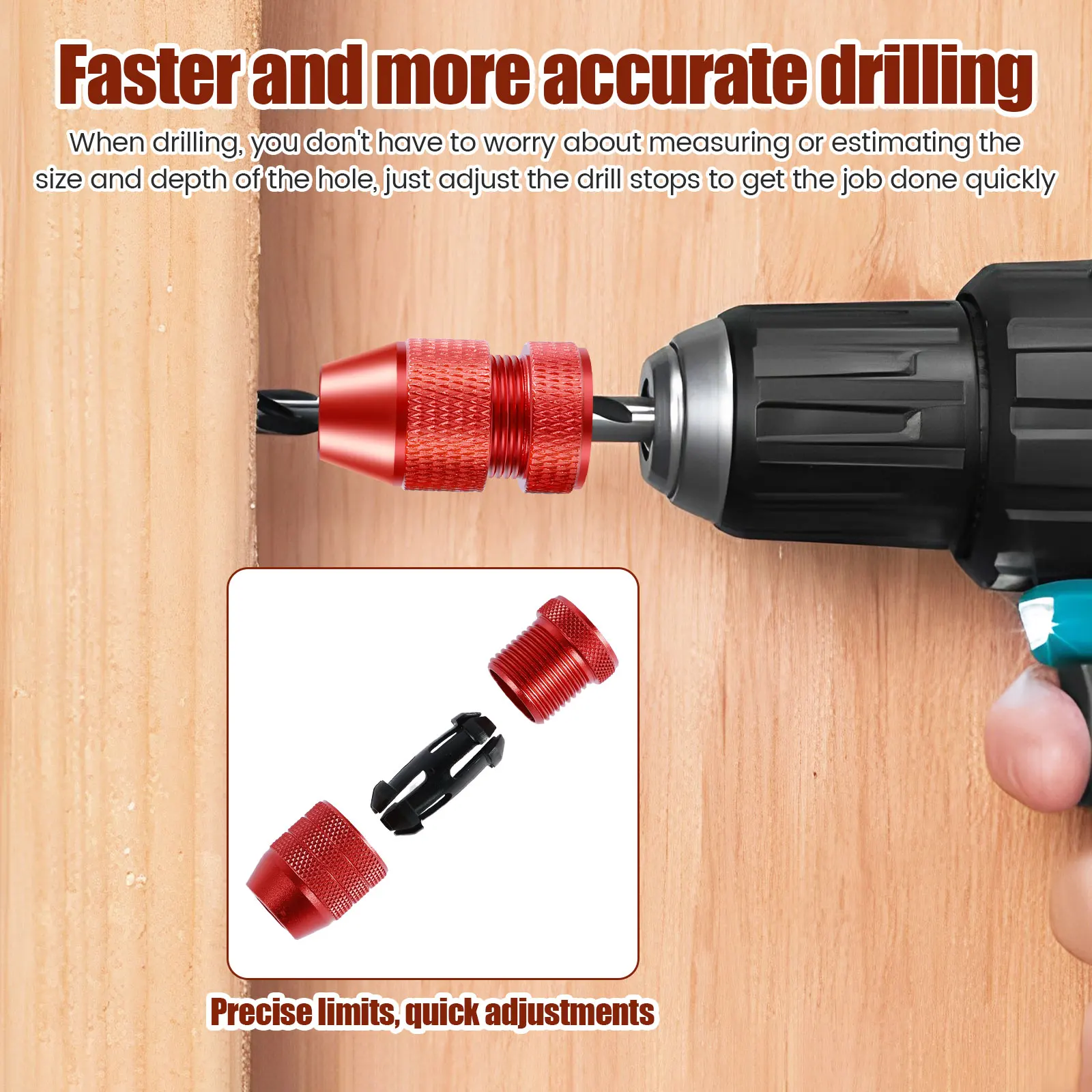 2/4Pcs Adjustable Drill Depth Stop 30-34mm/49-54mm Drill Bit Stop Collar Set with Nylon Inner Ring AluminumAlloy for Woodworking
