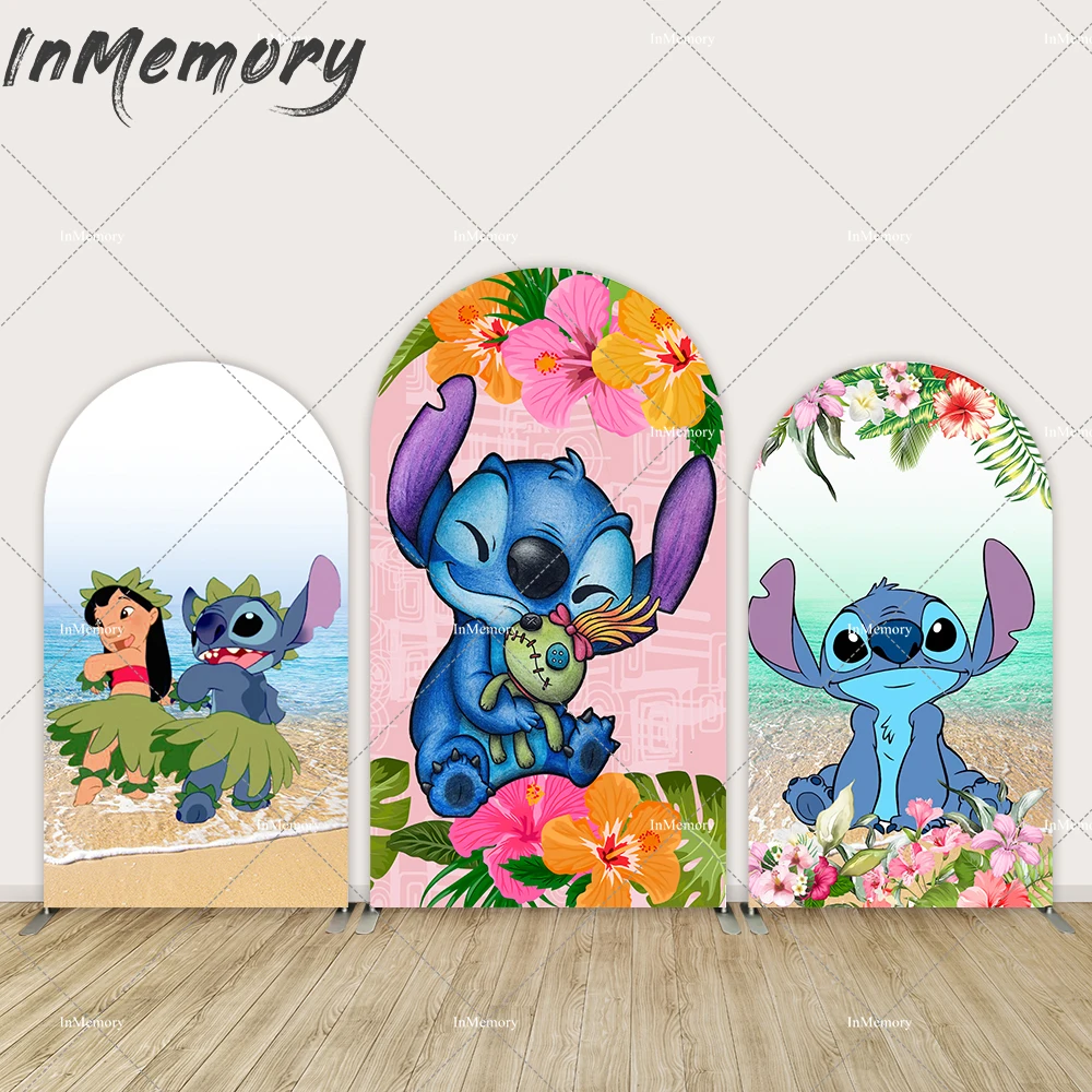 Lilo and stitch Baby Shower Arched Cover Chiara Backdrop Summer Beach Hawaii theme Birthday Photo Background Studio Doubleside