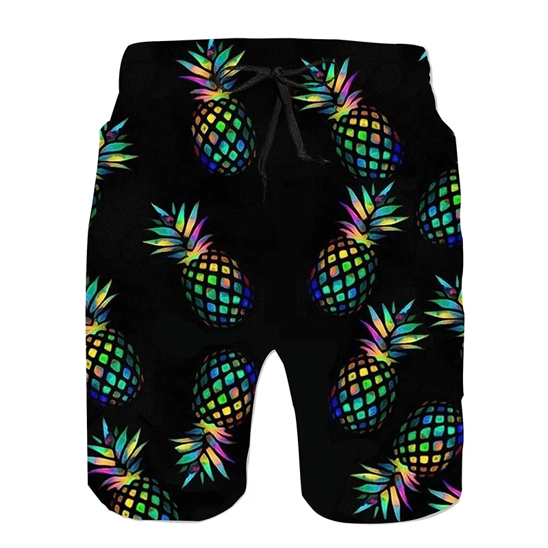 Full Print Pineapple Graphic Beach Shorts For Men Quick Dry Casual Plus Size Short Pants Men\'s Swim Trunks Ropa De Hombre