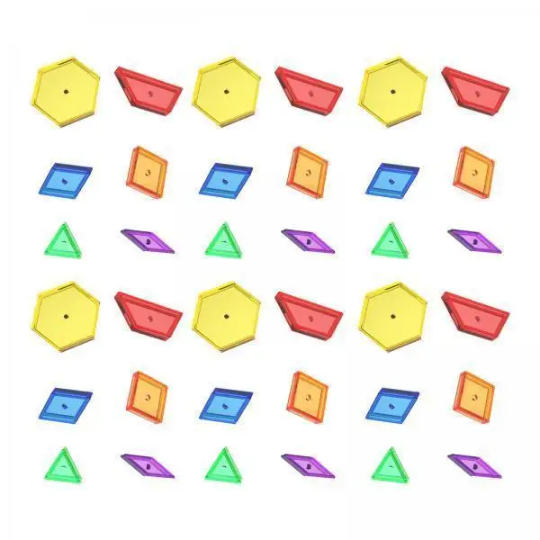Pattern Block Set Multicolor Transparent ABS Shapes Educational Building Blocks Sensory Toy for Kindergarten