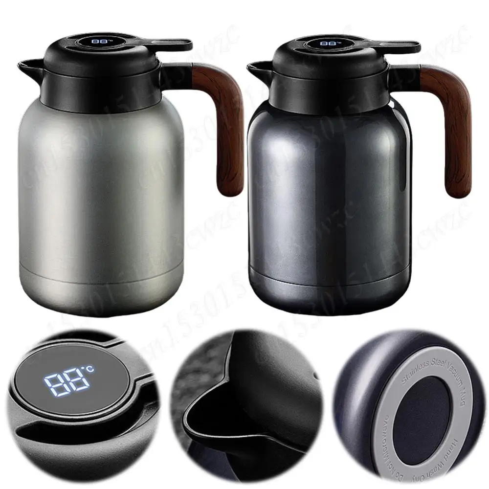 New 1.6L Thermal Insulated Jug Stainless Steel Coffee Tea Pot Insulated Hot Insulated Vacuum Flask for Heat Cold Preservation