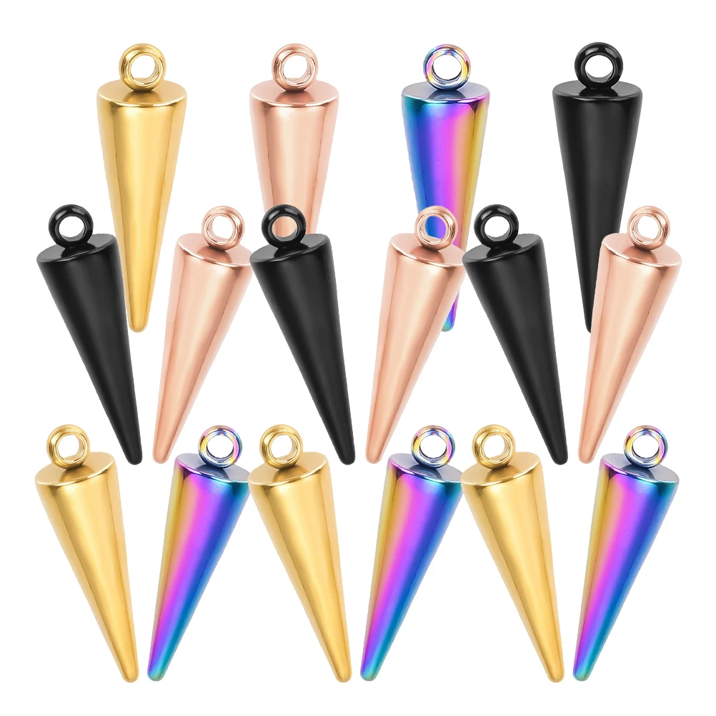

16 Pcs Gothic Pendant Cone Charms Necklace Accessories Women DIY Black Silver Colorful Gold JewelryVintage Metal