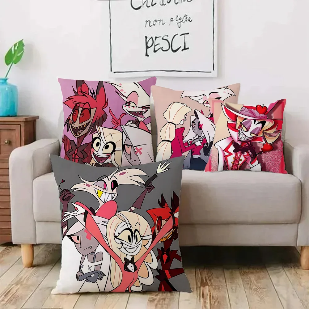 H-Hazbin HotelS Pillow Covers Cartoon Sofa Decorative Home Double-sided Printing Short Plush Cute Cushion Cover