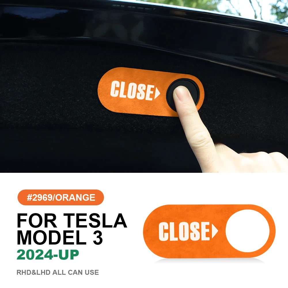 Italian Top Suede Trunk Close Button Protective Trim Stickers For Tesla Model 3 X Model Y S 2018-2023 Highland 2024 Accessories