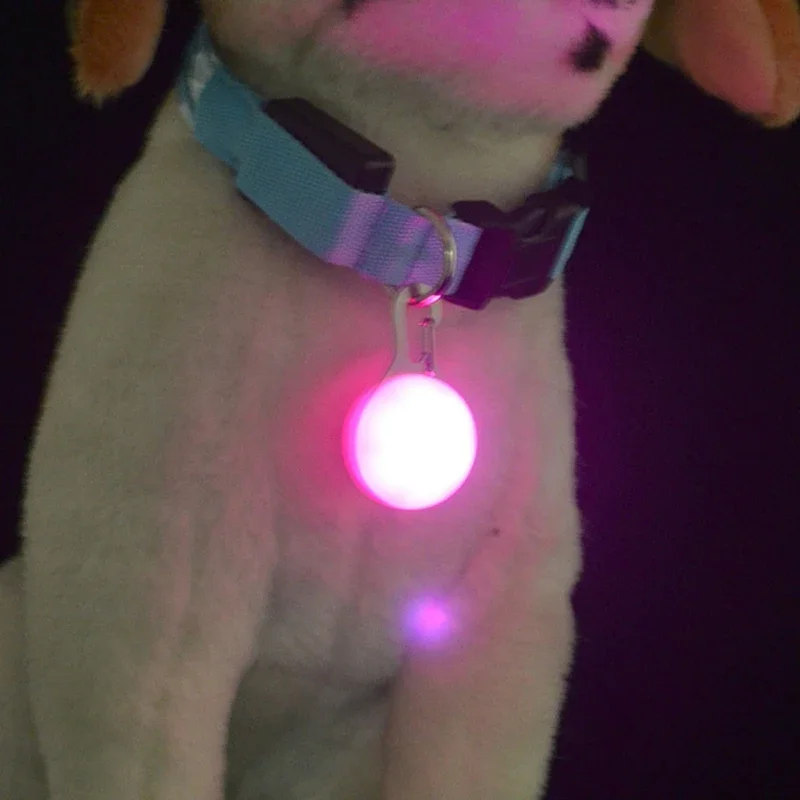 1pcs Night Safety Dog Collar Glowing Pendant LED Flash Lights Pet Leads Accessories Glow In The Dark Bright Necklace Dog Collar