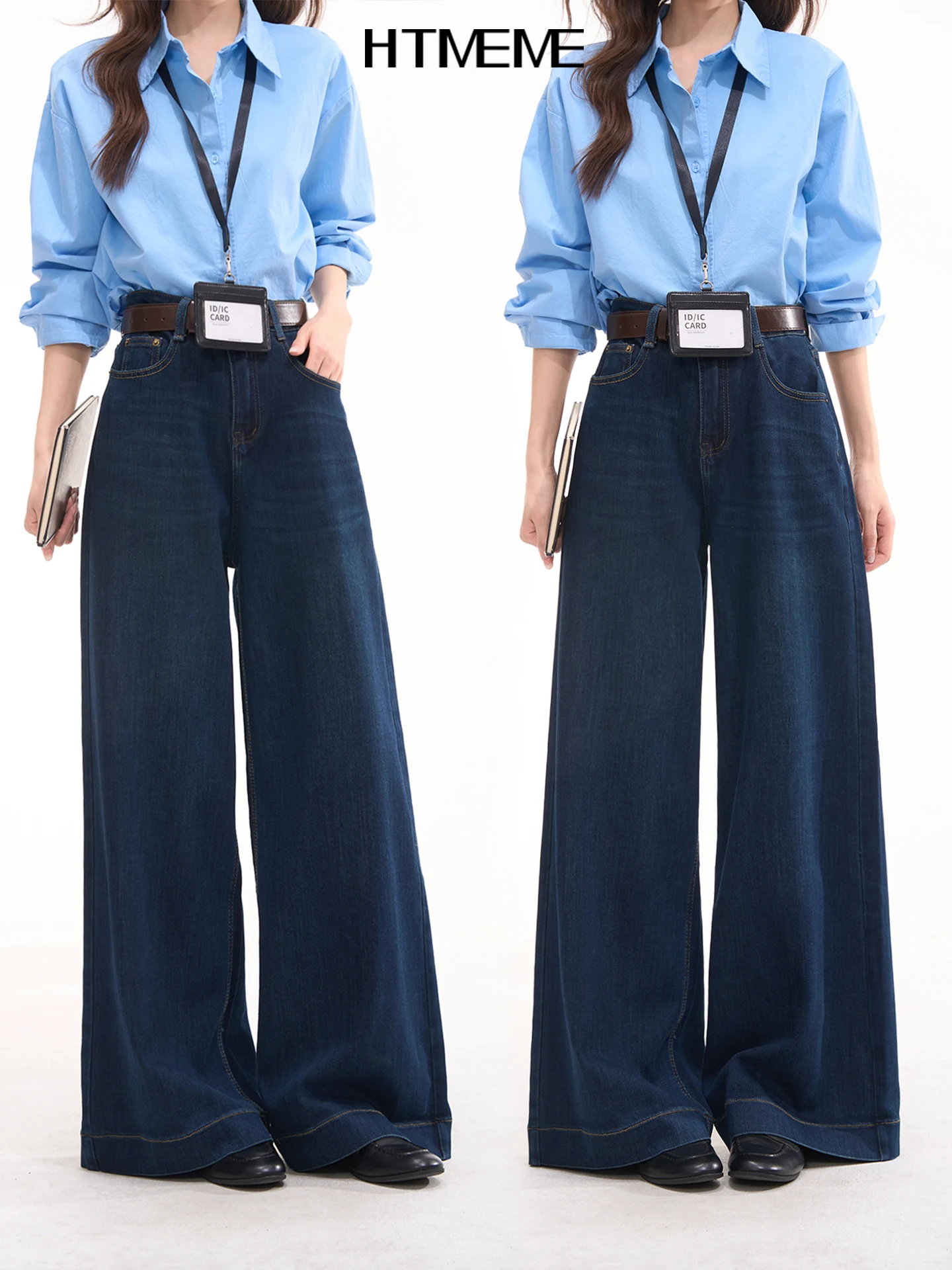 

Женские широкие джинсы Heme свободного кроя с высокой талией из смесового хлопка, модные повседневные брюки Весна-Лето 2026