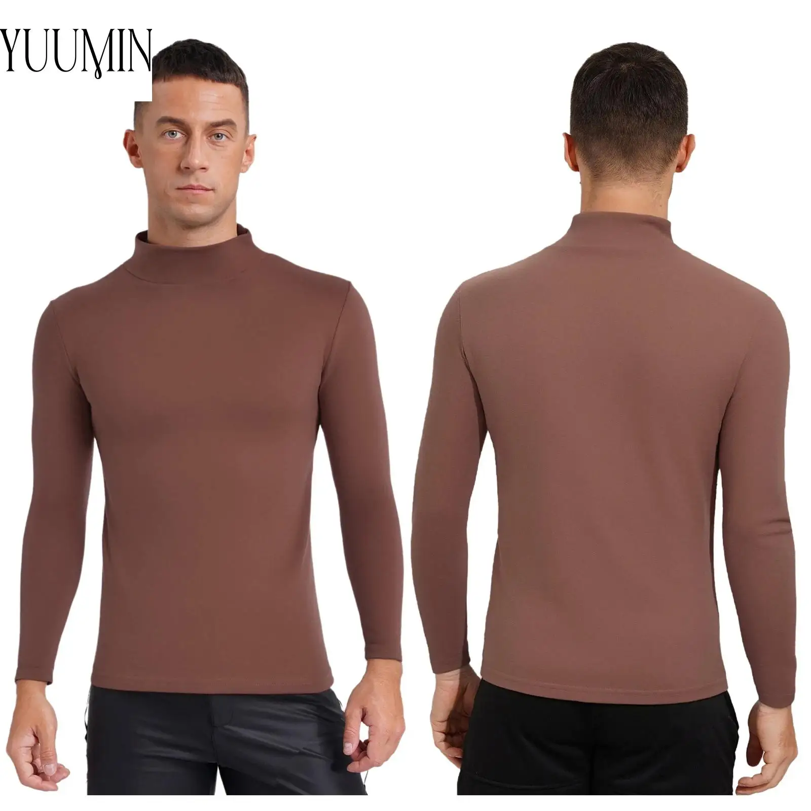 

Mens Fleece Thermal Tops Bottoming Shirt Underwear Mock Neck Long Sleeve Pullover Top Sportswear for Gym Cycling Fitness Workout