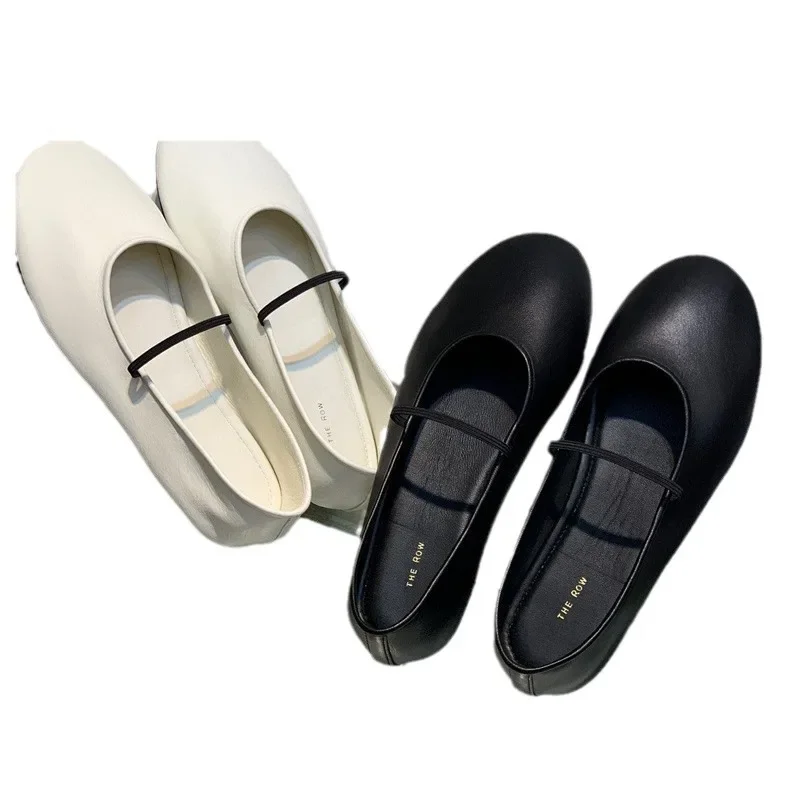 

Sheepskin flat ballet shoes French retro single strap shallow single shoe soft and comfortable dance shoes