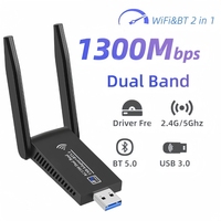 WiFi USB 3.0 Adapter 1300Mbps Bluetooth 5.0 Dual Band 2.4GHz/5GHz Wifi Usb For PC Desktop Laptop Network Card Wireless Receiver