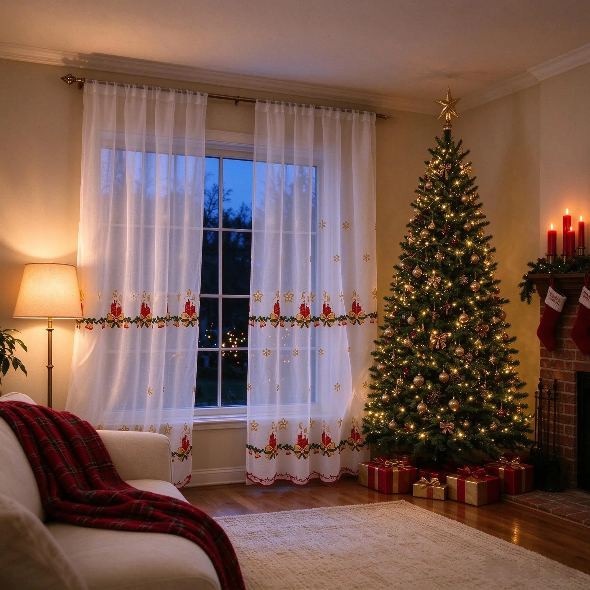 Curtain Rods - Rideau de Noël style américain, voile